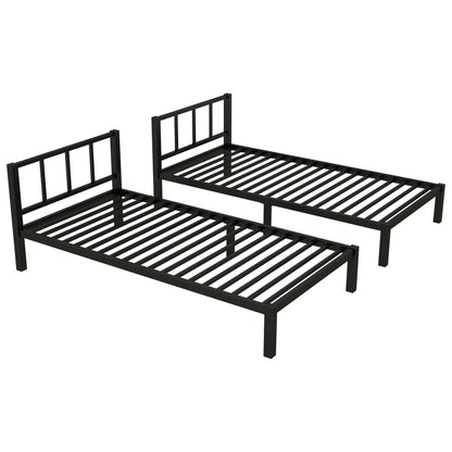 Black metal triple bunk bed frame for kids with slatted beds on Tampa Home & Garden Store