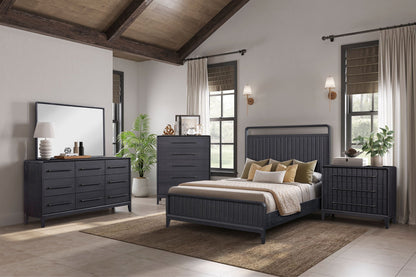 Contemporary Peppercorn and Open Panel Bed