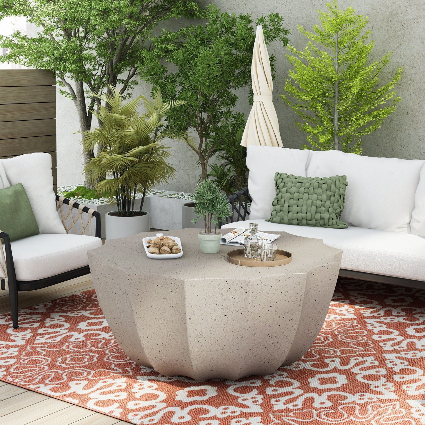Modern Round Coffee Table for Patio or Deck
