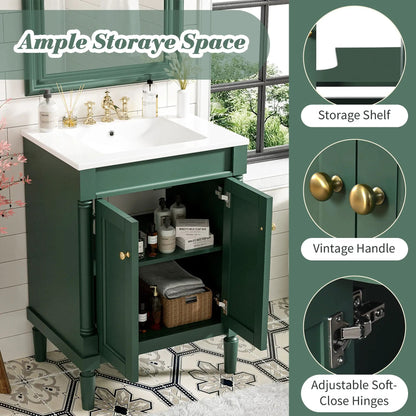 Bathroom Vanity with Top Sink and Dual Storage
