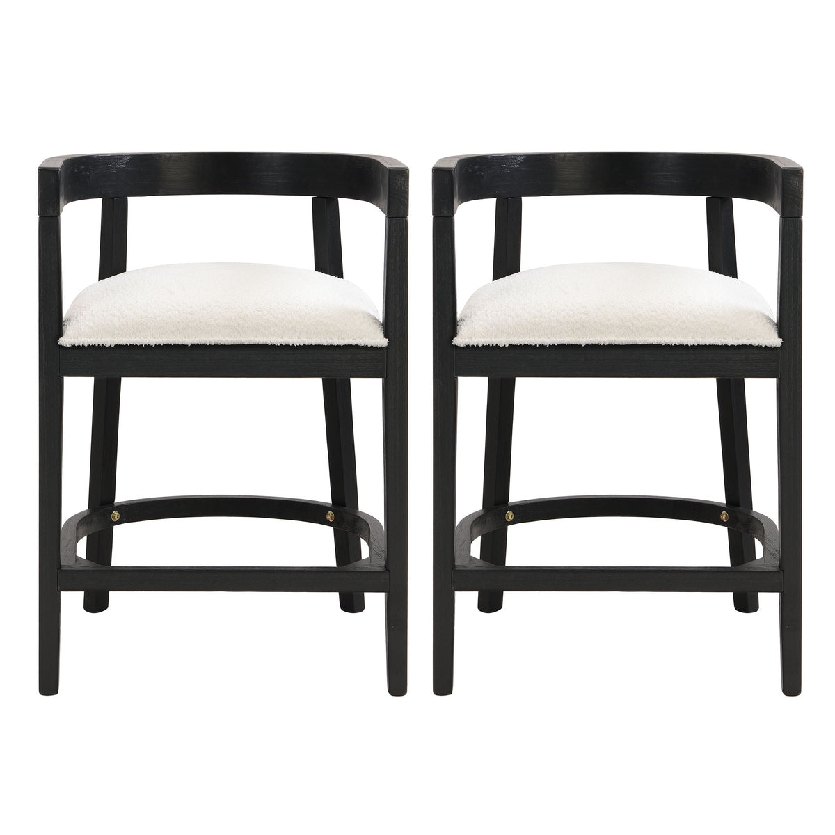 Modern rubberwood counter stools by HouseOfZazla with upholstered cream seats set of 2 on Tampa Home & Garden Store