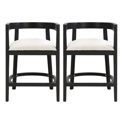Modern rubberwood counter stools by HouseOfZazla with upholstered cream seats set of 2 on Tampa Home & Garden Store