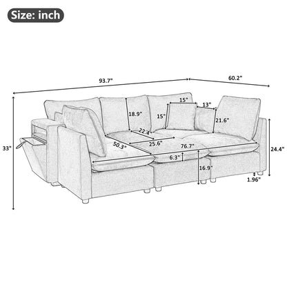 U Shaped Sectional Sofa and a Storage Ottoman