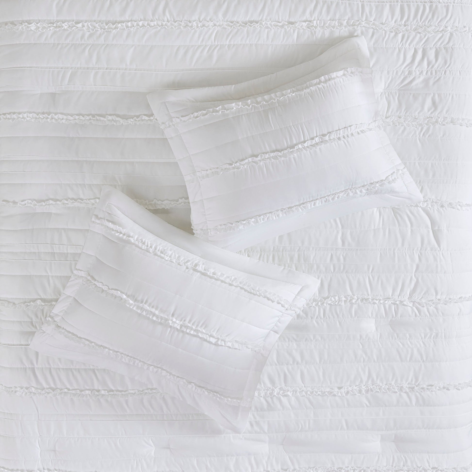 White 5 Piece Microfiber Ruffled Comforter Set California King by HouseOfZazla on Tampa Home & Garden Store