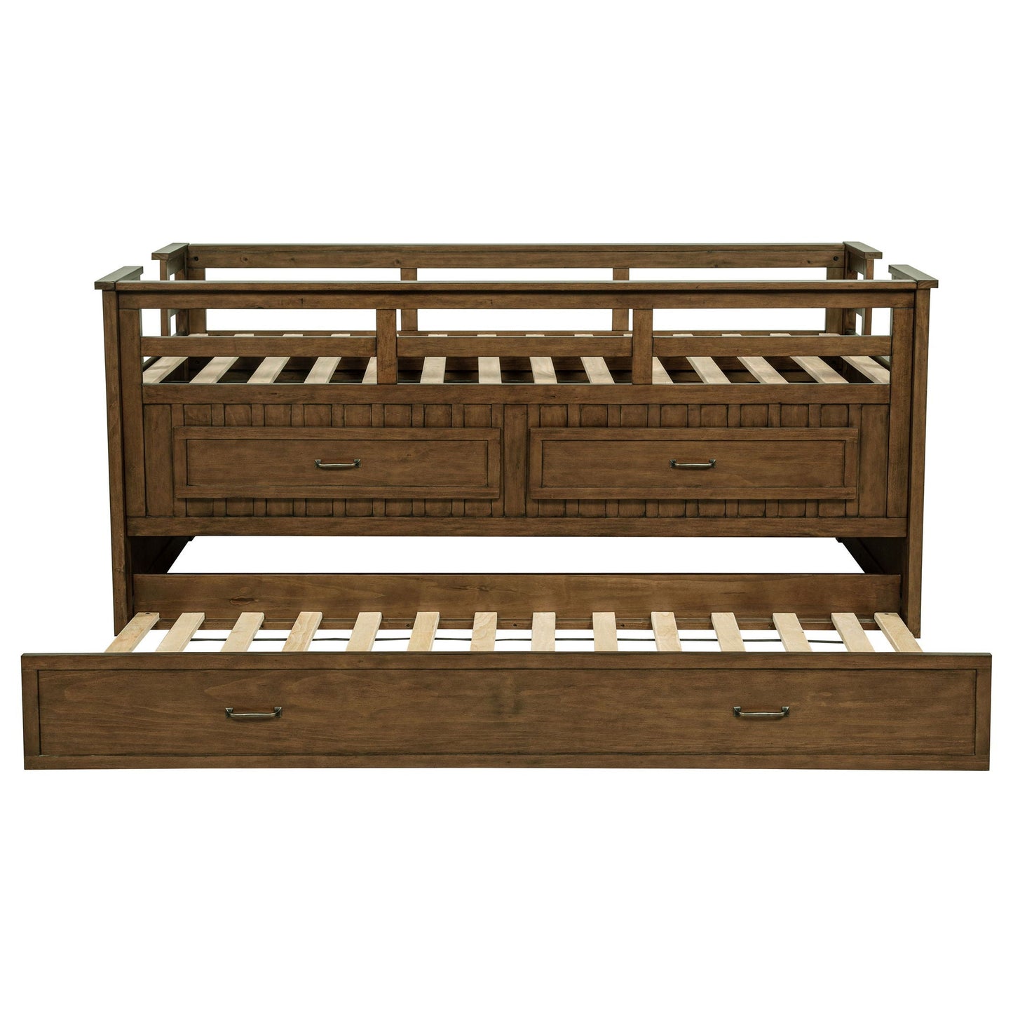 Starboard Captain's Bed with Trundle in warm brown solid wood with built-in storage drawers on Tampa Home & Garden Store