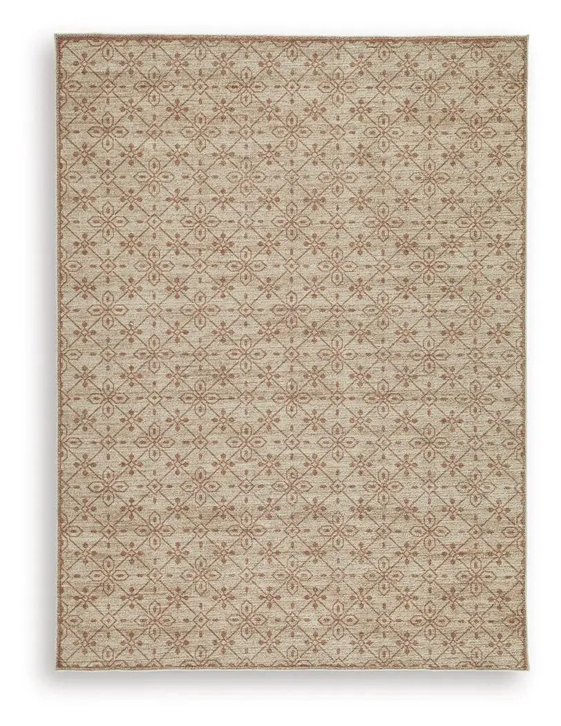 Lyamford rug, beige with brown lattice floral pattern, area rug by Unique Piece Furniture on Tampa Home & Garden Store