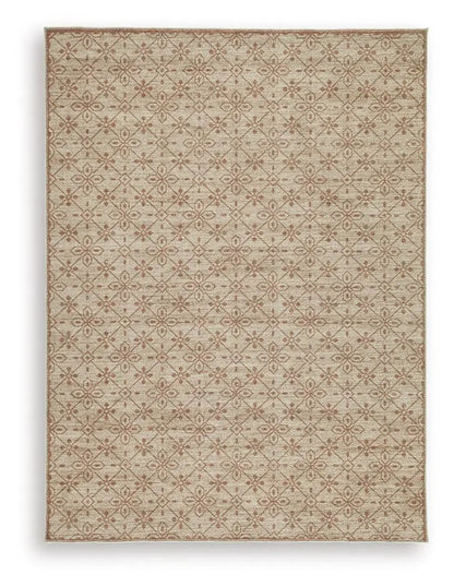 Lyamford rug, beige with brown lattice floral pattern, area rug by Unique Piece Furniture on Tampa Home & Garden Store