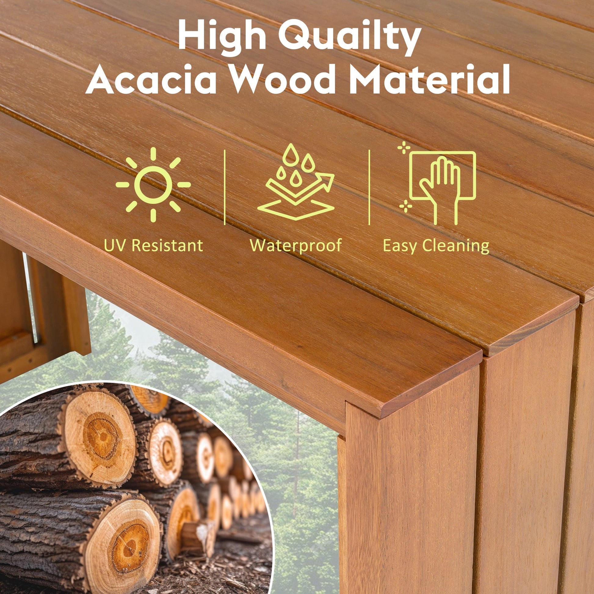 5-Piece Outdoor Bar Set HouseOfZazla in acacia wood with UV Resistant, Waterproof, Easy Cleaning on Tampa Home & Garden Store