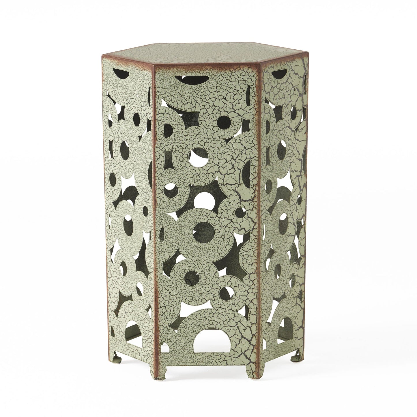 Selva Accent Table Set outdoor side tables by HouseOfZazla with crackle beige finish cutouts on Tampa Home & Garden Store