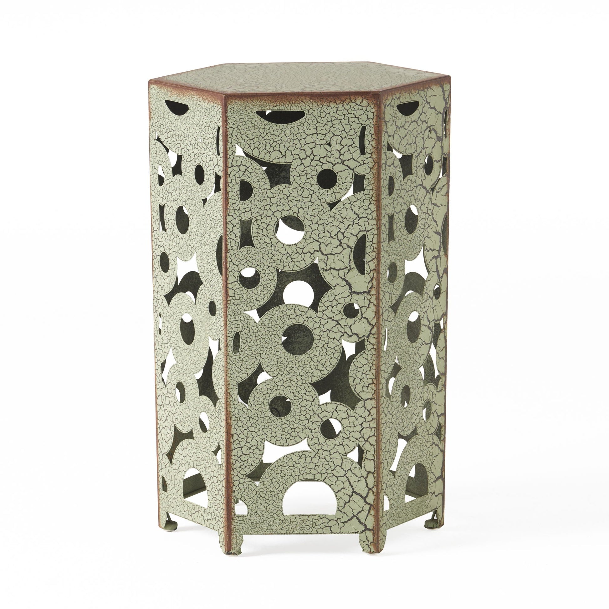 Selva Accent Table Set outdoor side tables by HouseOfZazla with crackle beige finish cutouts on Tampa Home & Garden Store