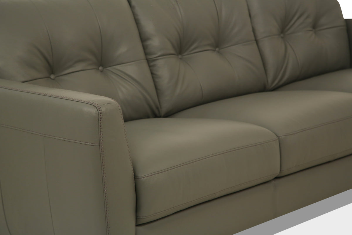 Radwan Pesto Button Italian Leather Sofa