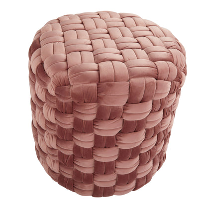 Braided round ottoman in dusty rose velvet by HouseOfZazla, accent seating on Tampa Home & Garden Store