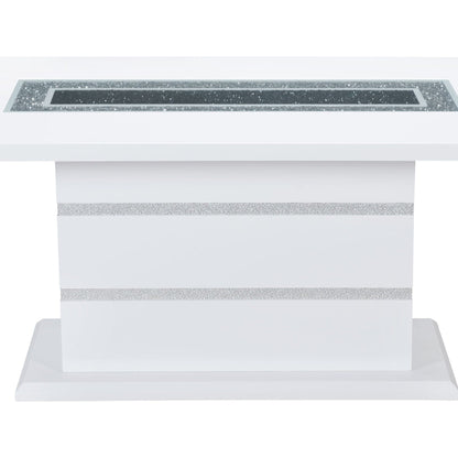 Ariya dining table white high-gloss top with glittery silver edge band on Tampa Home & Garden Store