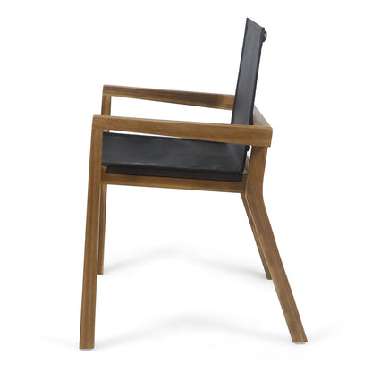 Belfast Dining Chair Set with Mesh Seating in acacia wood frame for outdoor use, set of 2 by HouseOfZazla on Tampa Home & Garden Store