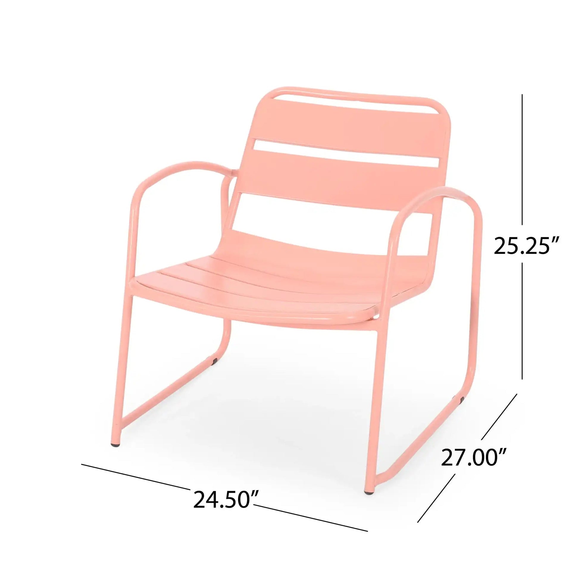 Conrad Outdoor Chair by HouseOfZazla pink metal outdoor arm chair for patio use on Tampa Home & Garden Store