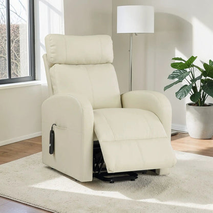 Ricardo power motion recliner with lift in beige leather, side control, Unique Piece Furniture on Tampa Home & Garden Store