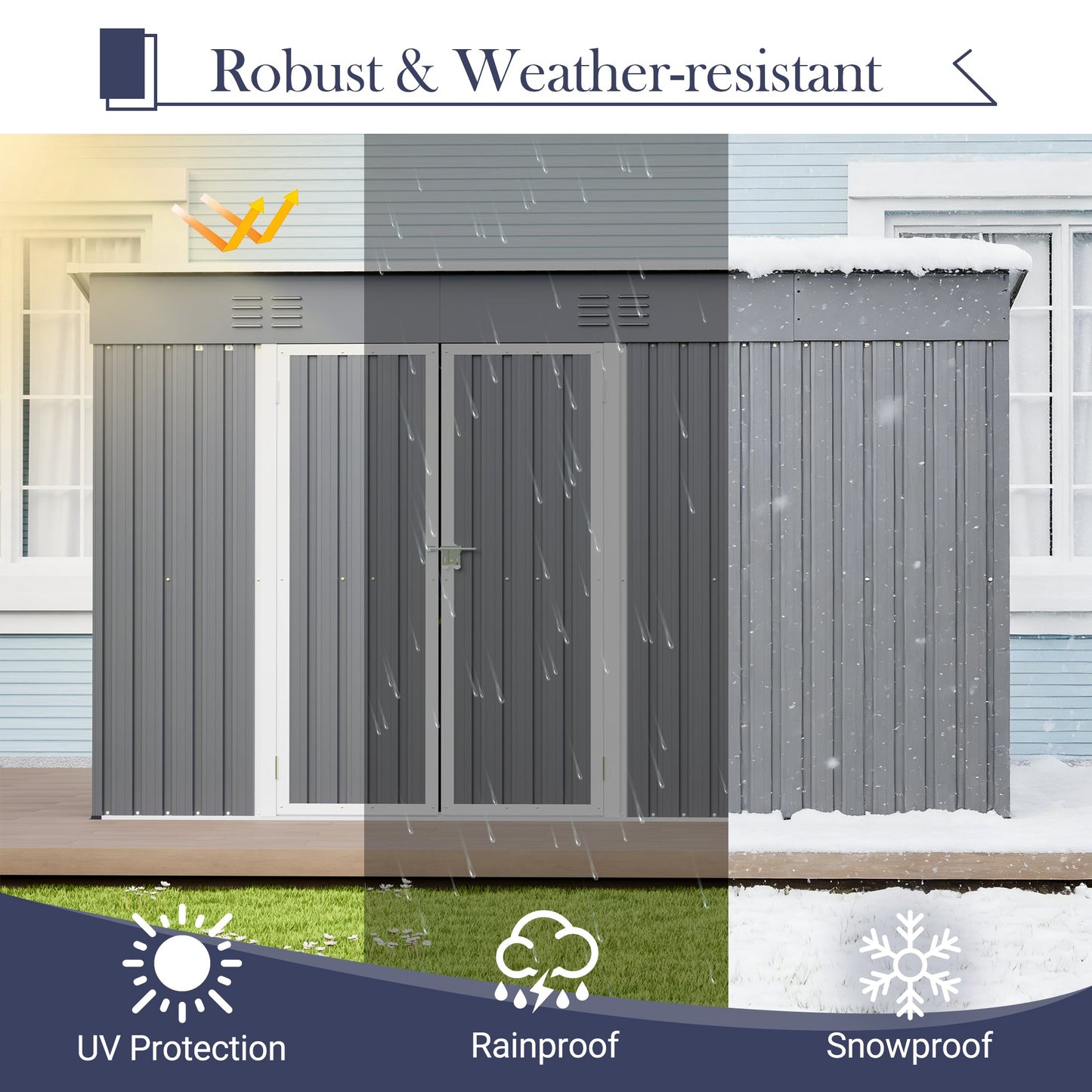 Outdoor Metal Shed with Lockable Door and Floor