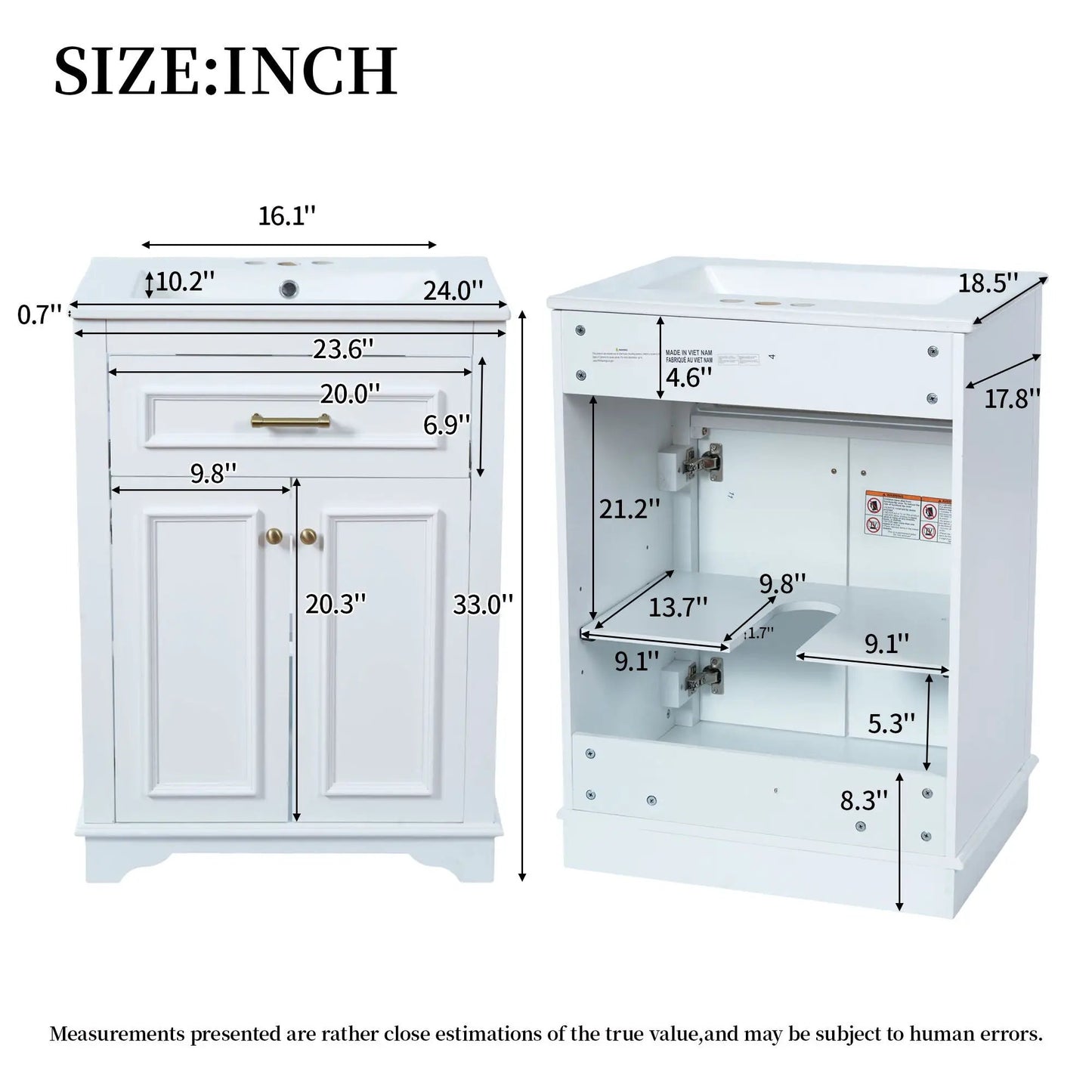 Bathroom Vanity With Integrated Sink and Cabinet