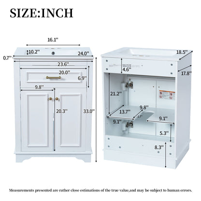 HouseOfZazla bathroom vanity with integrated white sink, storage cabinet, two doors on Tampa Home & Garden Store