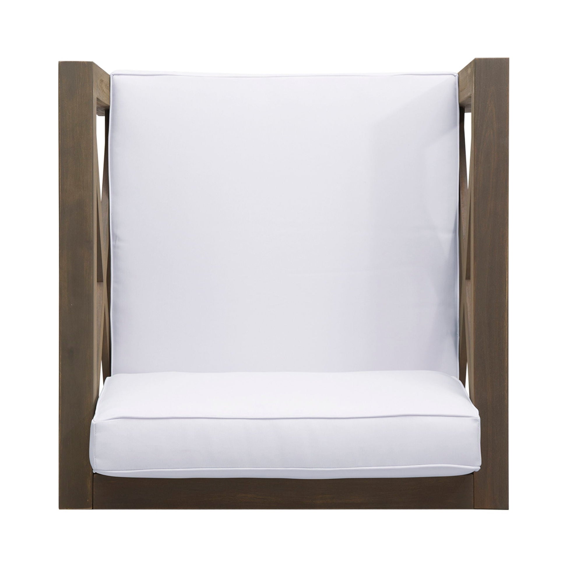 Brava Mid-Century Modern Club Chair by HouseOfZazla with white water-resistant cushions on Tampa Home & Garden Store