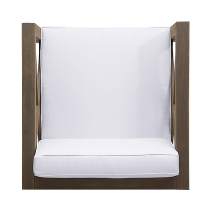 Brava Mid-Century Modern Club Chair by HouseOfZazla with white water-resistant cushions on Tampa Home & Garden Store
