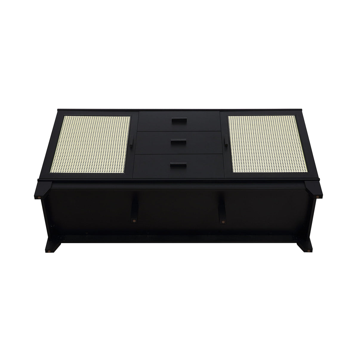 Modern cane-design sideboard HouseOfZazla in black with woven cane panels and solid wood handles on Tampa Home & Garden Store