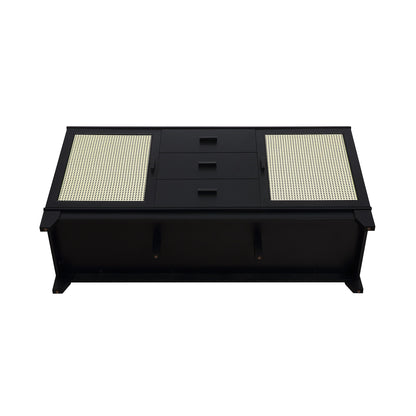 Modern cane-design sideboard HouseOfZazla in black with woven cane panels and solid wood handles on Tampa Home & Garden Store