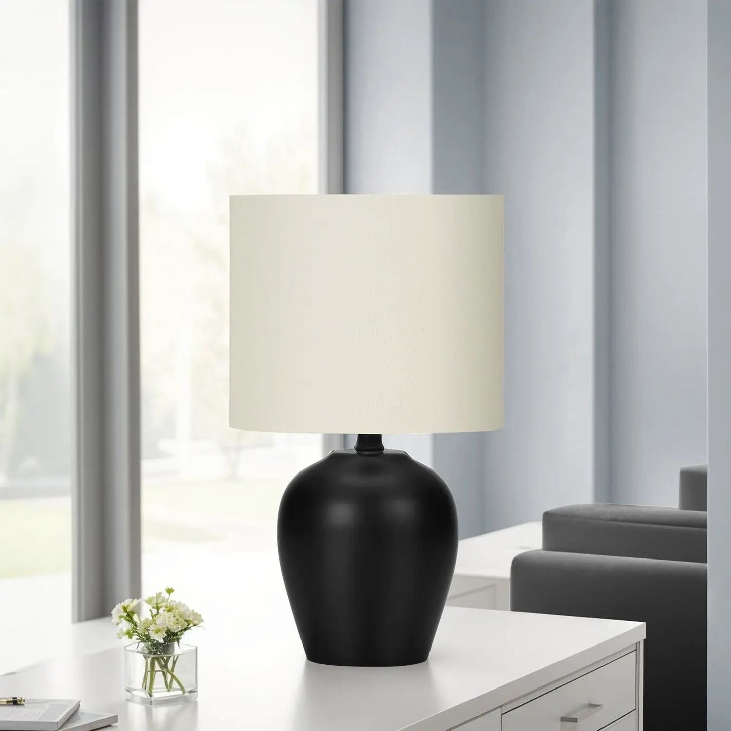 Table lamp with black matte base and cream shade by Unique Piece Furniture on Tampa Home & Garden Store