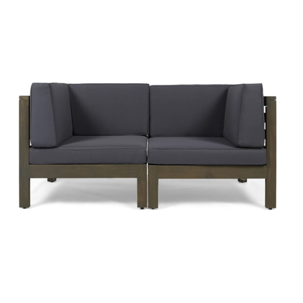 Oana 2-Piece Loveseat Set with water-resistant cushions in dark gray wooden frame HouseOfZazla on Tampa Home & Garden Store