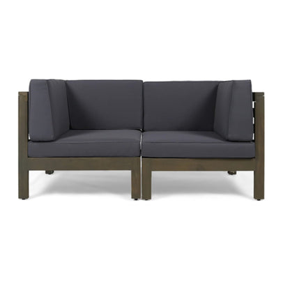 Oana 2-Piece Loveseat Set with water-resistant cushions in dark gray wooden frame HouseOfZazla on Tampa Home & Garden Store