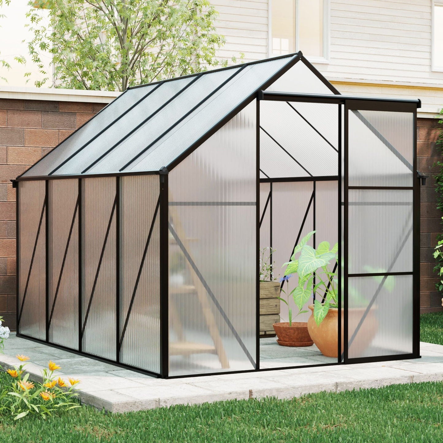 Outdoor Polycarbonate House and Raised Metal Base