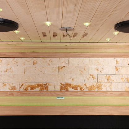 American White Oak single person sauna with LEDs and panel on Tampa Home & Garden Store