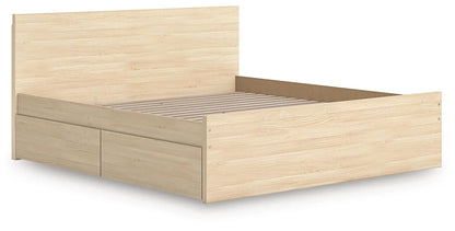 Onita Panel Platform Bed with storage drawers in light oak finish by Unique Piece Furniture on Tampa Home & Garden Store