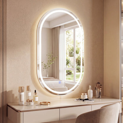 Oval LED bathroom mirror 32x20 in with backlit ring, dimmable, defogger DirectDeals on Tampa Home & Garden Store