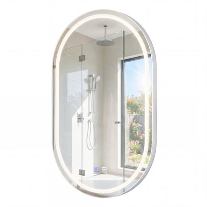 Oval LED bathroom mirror 32x20 in with dimming & defogger, white frame DirectDeals on Tampa Home & Garden Store