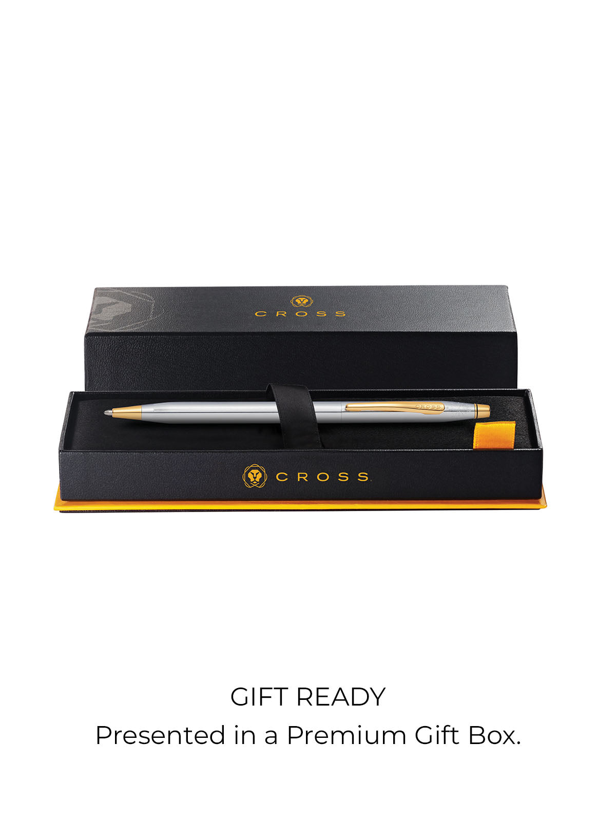 Cross Classic Century Medalist ballpoint pen in silver with gold trim in a premium gift box on Tampa Home & Garden Store