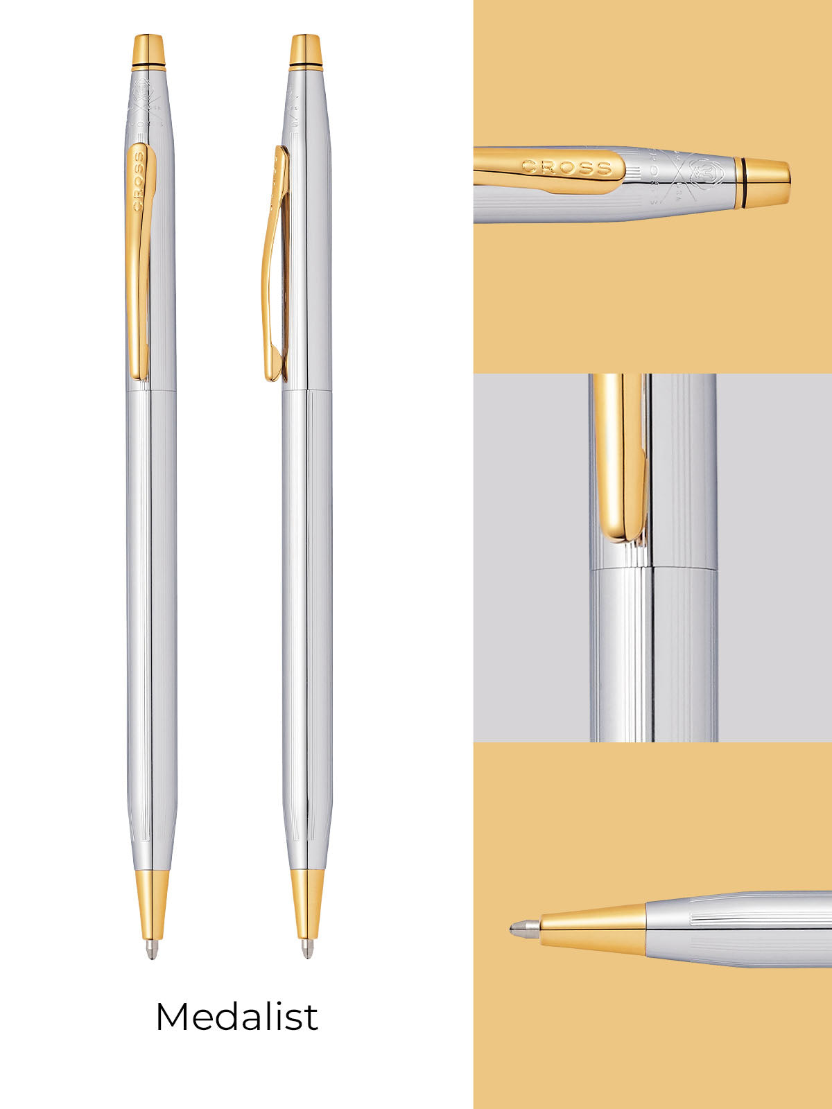 Cross Classic Century Medalist Ballpoint Pen set in silver with gold-tone clip; 2 pens on Tampa Home & Garden Store
