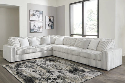 Stupendous Sectional light gray ribbed fabric stationary sofa in an L-shaped living room on Tampa Home & Garden Store