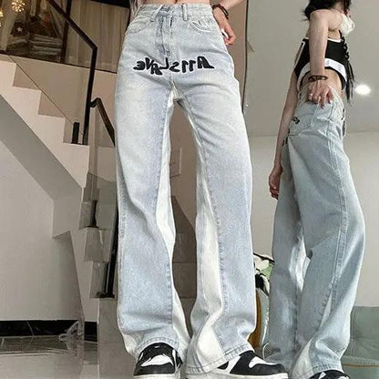 Two FLIPSTYLEZLLC High Street Embroidery Stitching Jeans, light blue, women's slimming on Tampa Home & Garden Store
