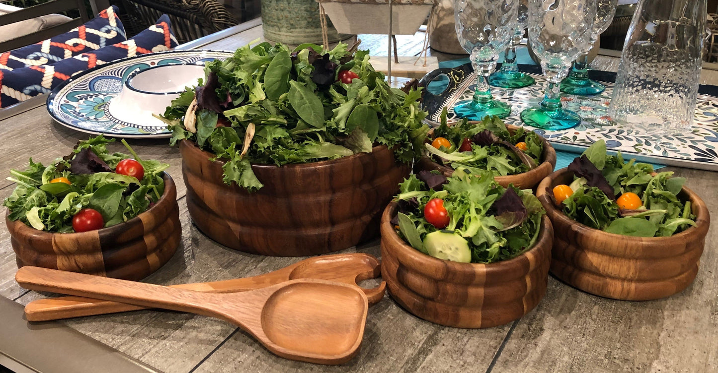 Large Salad Bowl with Servers and 4 Individuals - 330B7