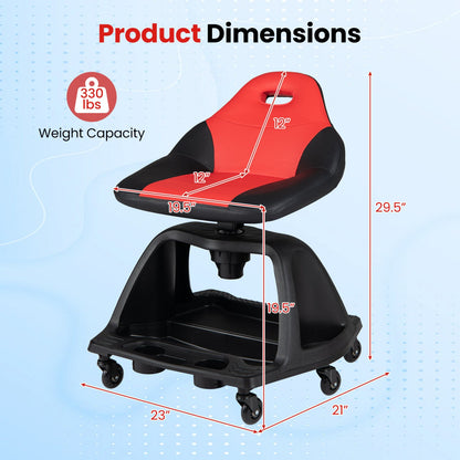 DirectDeals rolling mechanic stool with backrest and tool tray in red and black 330 lb capacity on Tampa Home & Garden Store