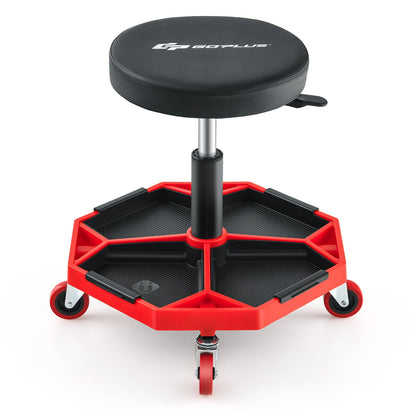 Taburete neumático con ruedas para mecánico con capacidad de 150 kg y asiento acolchado - Negro