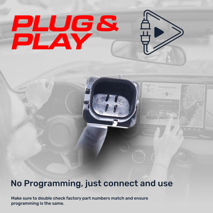 Backup camera banner: bold red PLUG & PLAY text across a gray car interior with a dashboard display on Tampa Home & Garden Store