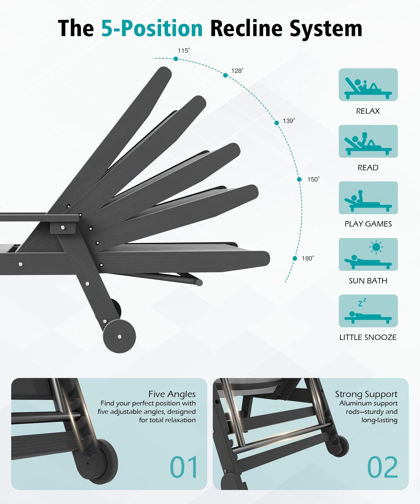 Set of Two Outdoor Pool Lounge Chairs for Patio