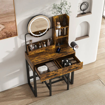 Makeup Vanity Table With LED Lights and USB Ports
