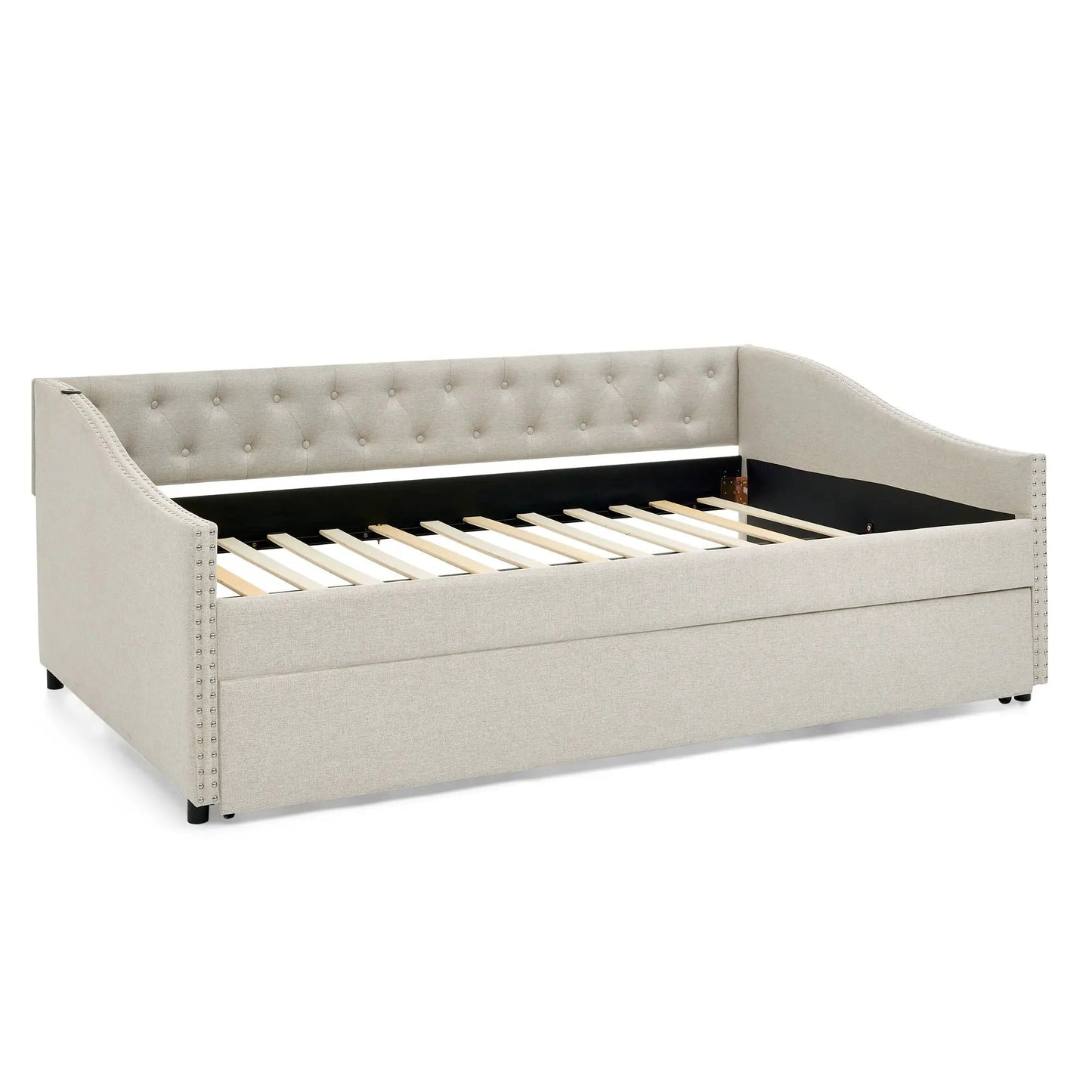 Upholstered Daybed USB Charging and Pull Out Bed