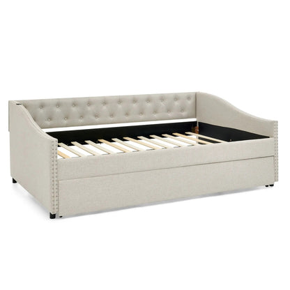 Upholstered Daybed USB Charging and Pull Out Bed