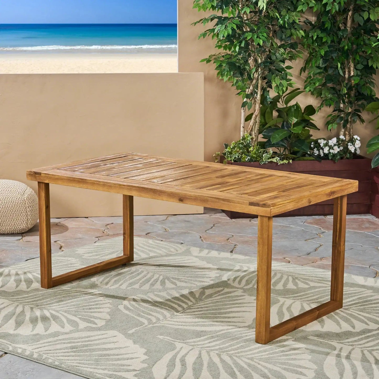 Outdoor Acacia Wood Dining Table and Sandblast