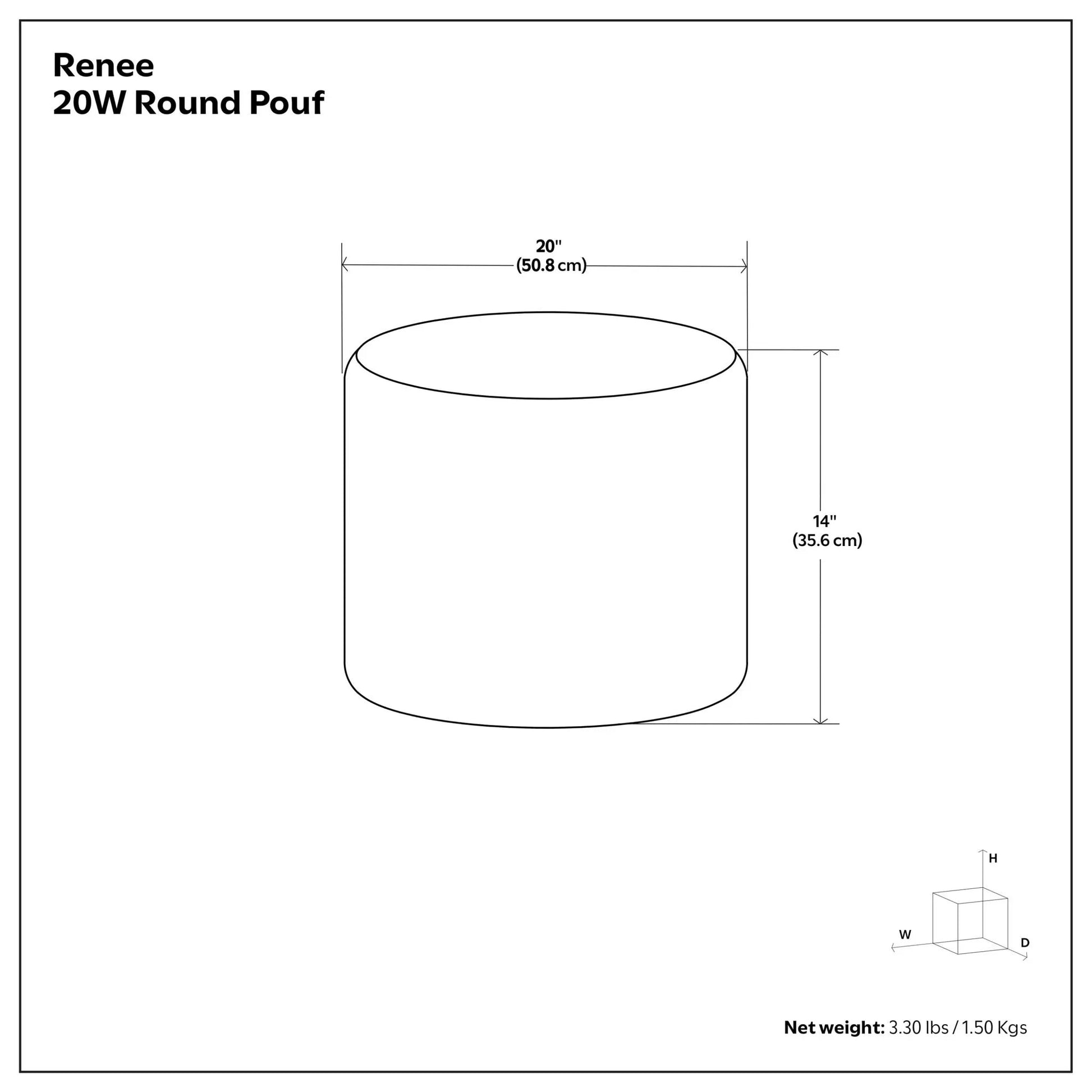 Renee handcrafted round pouf by Unique Piece Furniture, 20-inch diameter, 14-inch height on Tampa Home & Garden Store
