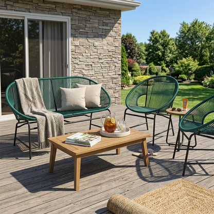 Nusa Outdoor and 3 Piece Teal Wicker Set